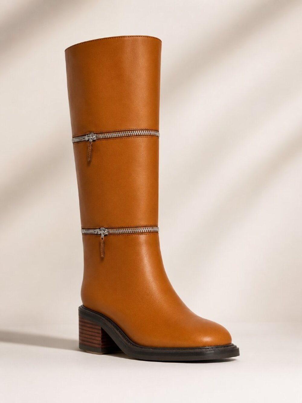 REBECCA MINKHOFF Convert Tall Leather Boot in Lounge Brown NEW